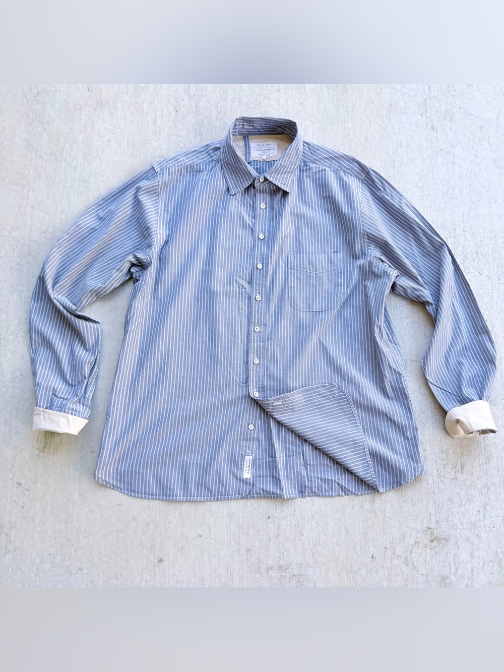 Rag & Bone Tailored Workwear Shirt Hickory Stripe Conductor Men Size XL